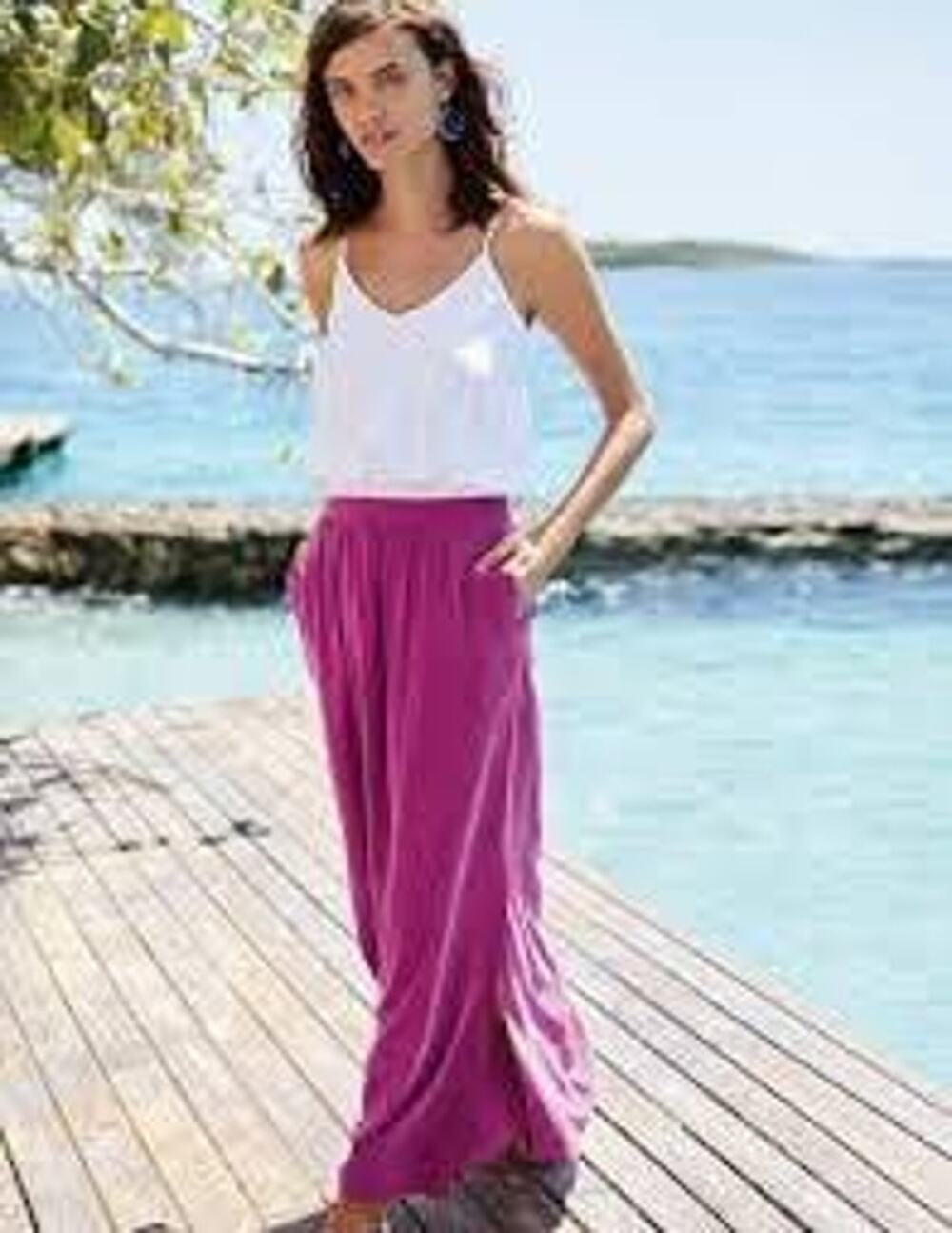 Boden Juliette Maxi Skirt Magenta Summery Vacation Dual Slits Resort Women 4L
